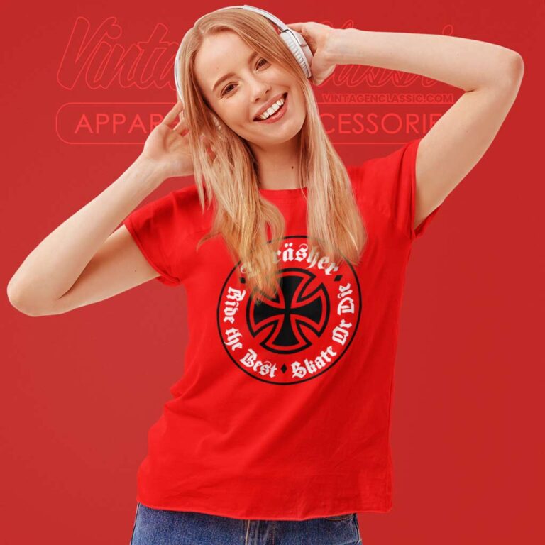 Independent X Thrasher Oath Red Women TShirt Independent X Thrasher Oath Red Women TShirt