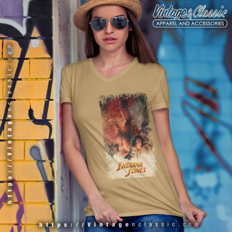 Indiana Jones And The Dial Of Destiny Poster V Neck TShirt Indiana Jones And The Dial Of Destiny Poster V Neck TShirt