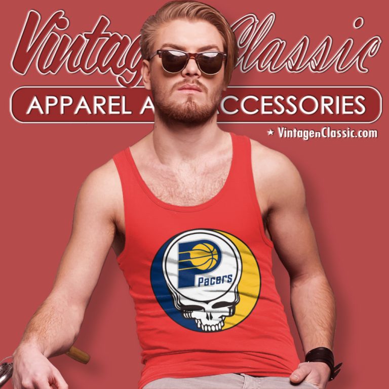 Indiana Pacers Grateful Dead Steal Your Face Tank Top Racerback Indiana Pacers Grateful Dead Steal Your Face Tank Top Racerback
