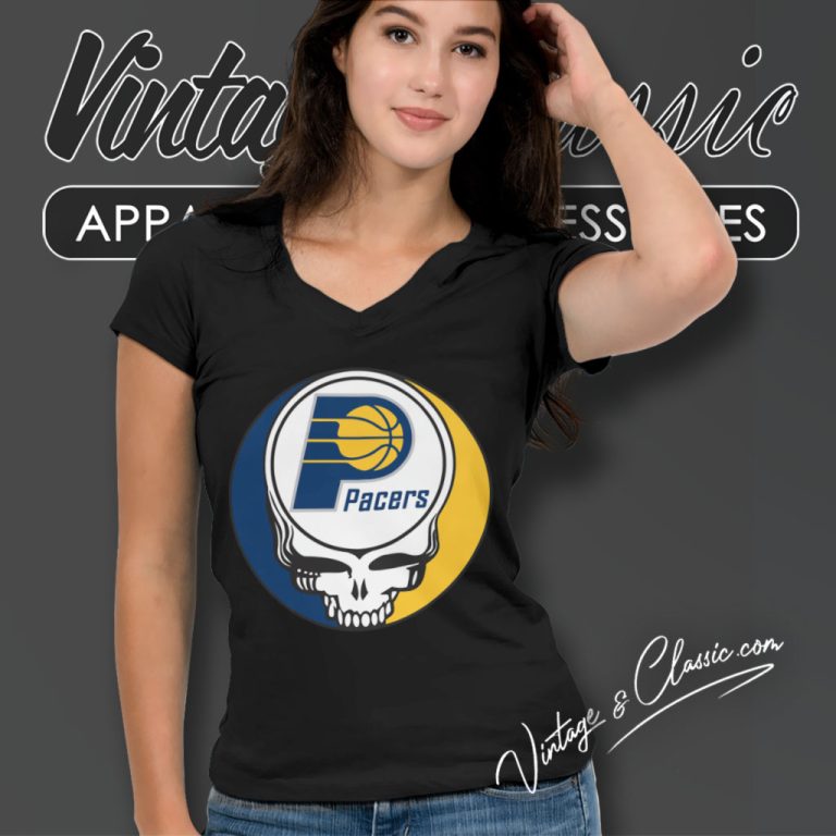 Indiana Pacers Grateful Dead Steal Your Face V Neck TShirt Indiana Pacers Grateful Dead Steal Your Face V Neck TShirt