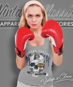 Indiana Pacers Harley Davidson Skull Tank Top Racerback 1