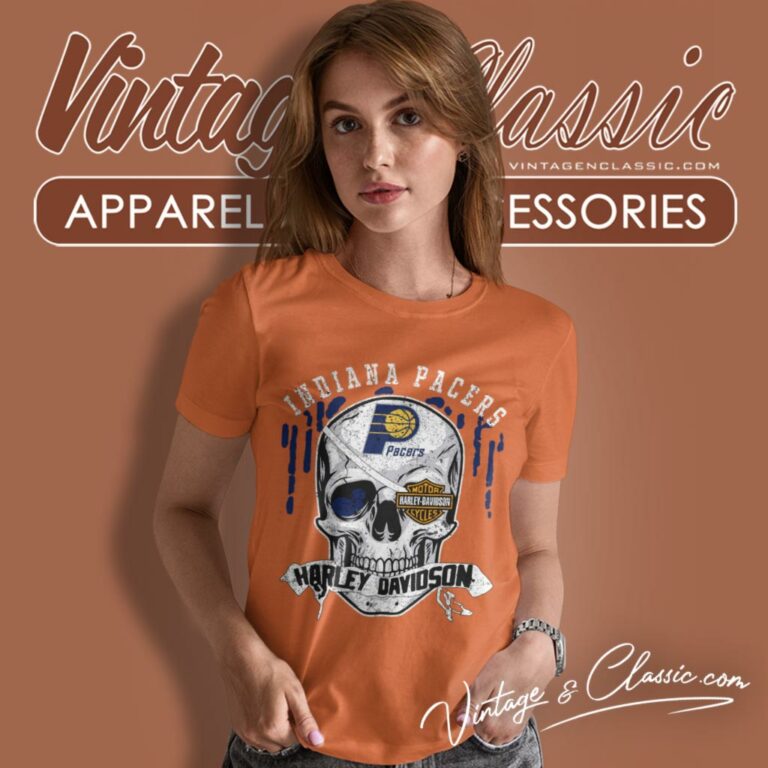 Indiana Pacers Harley Davidson Skull Women T Shirt 1 Indiana Pacers Harley Davidson Skull Women T Shirt 1