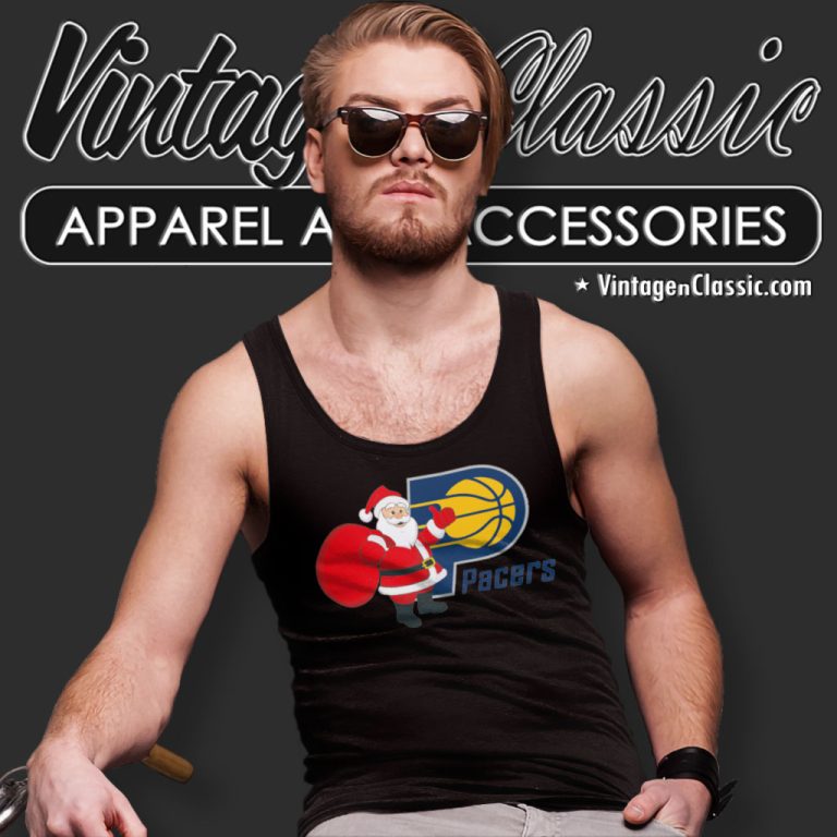 Indiana Pacers Santa Claus Logo Tank Top Racerback Indiana Pacers Santa Claus Logo Tank Top Racerback