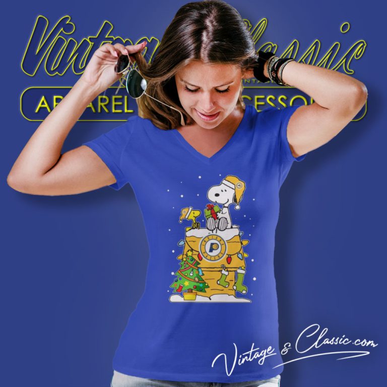 Indiana Pacers Snoopy Peanut Christmas V Neck TShirt Indiana Pacers Snoopy Peanut Christmas V Neck TShirt