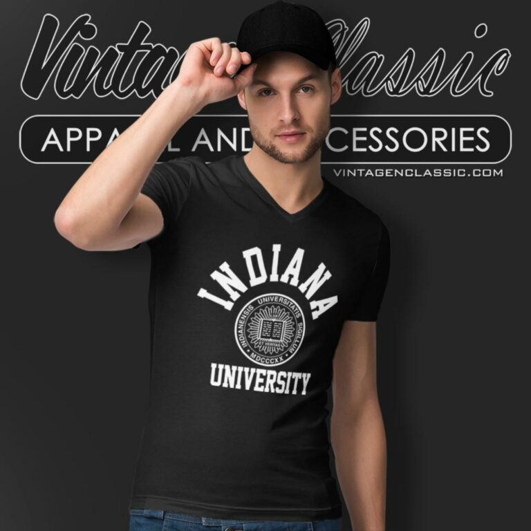 Indiana University Big Logo V Neck TShirt Indiana University Big Logo V Neck TShirt