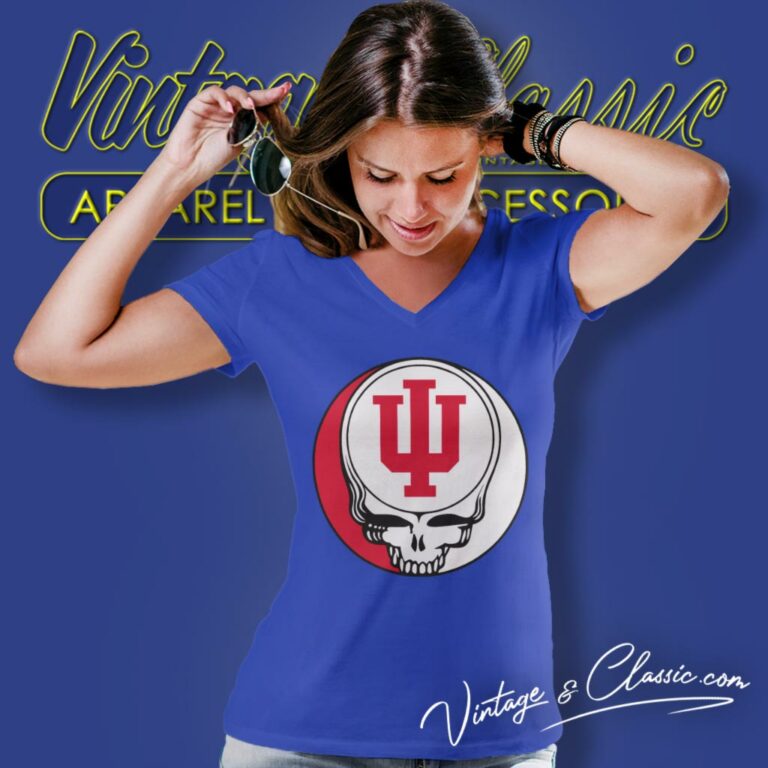 Indiana University Bloomington Grateful Dead Steal Your Face V Neck TShirt Indiana University Bloomington Grateful Dead Steal Your Face V Neck TShirt