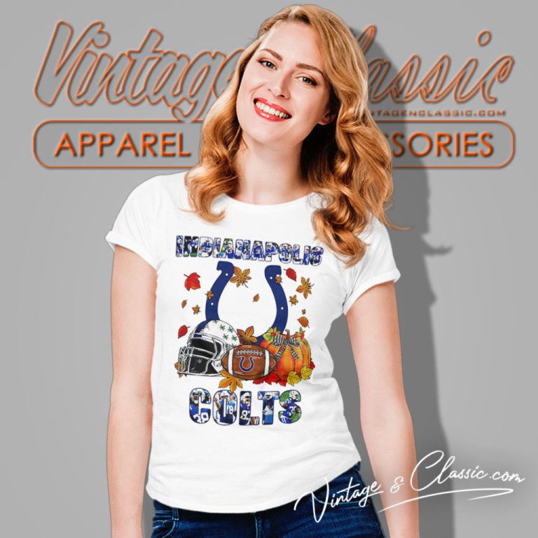 Indianapolis Colts Fall Helmet Pumpkin Women T Shirt Indianapolis Colts Fall Helmet Pumpkin Women T Shirt