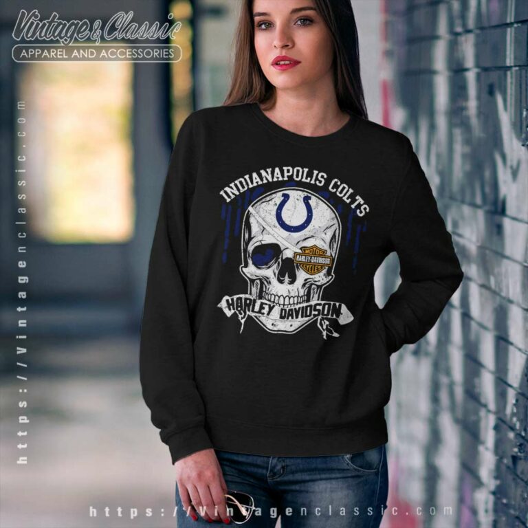 Indianapolis Colts Harley Daivsion Skull Sweatshirt Indianapolis Colts Harley Daivsion Skull Sweatshirt