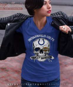 Indianapolis Colts Harley Daivsion Skull Shirt 5 Indianapolis Colts Harley Daivsion Skull V Neck TShirt