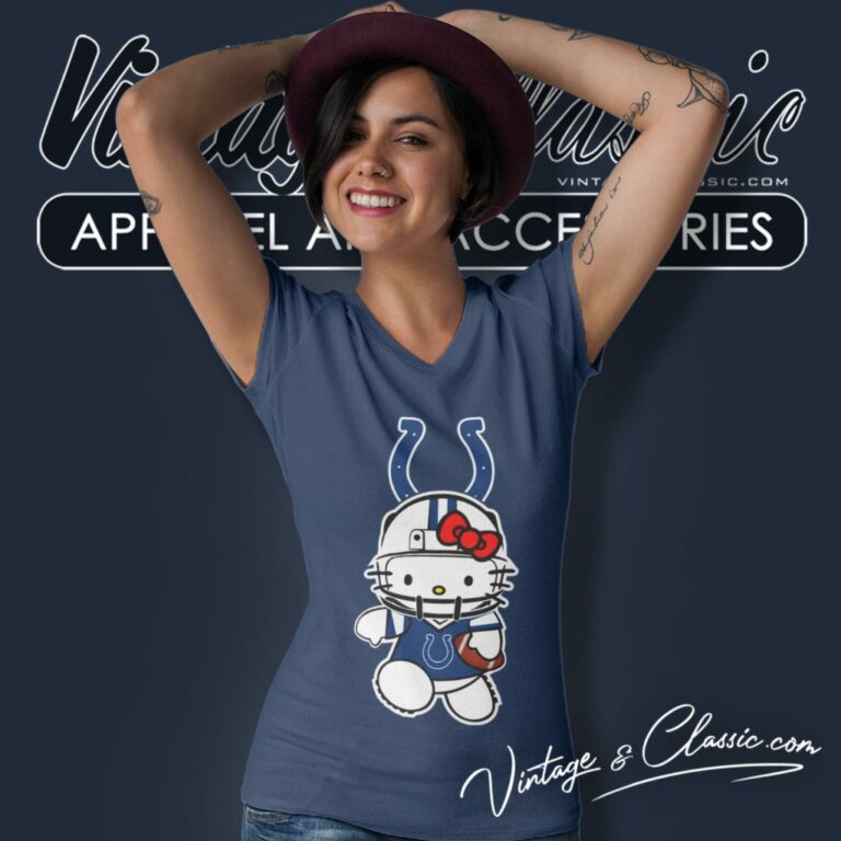 Indianapolis Colts Hello Kitty V Neck TShirt Indianapolis Colts Hello Kitty V Neck TShirt