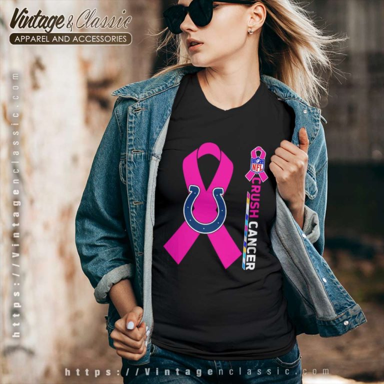Indianapolis Colts Nfl Crush Cancer 2023 V Neck TShirt Indianapolis Colts Nfl Crush Cancer 2023 V Neck TShirt