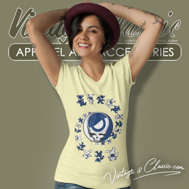 Indianapolis Colts Nfl Grateful Dancing Bears V Neck TShirt Indianapolis Colts Nfl Grateful Dancing Bears V Neck TShirt