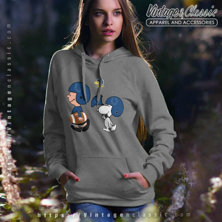 Indianapolis Colts Peanuts Snoopy Charlie Brown And Woodstock Hoodie Indianapolis Colts Peanuts Snoopy Charlie Brown And Woodstock Hoodie