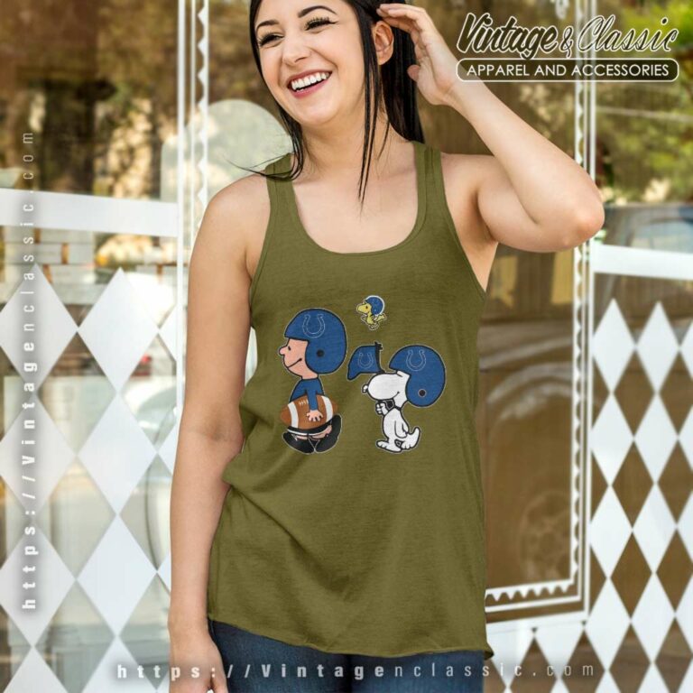 Indianapolis Colts Peanuts Snoopy Charlie Brown And Woodstock Tank Top Racerback Indianapolis Colts Peanuts Snoopy Charlie Brown And Woodstock Tank Top Racerback