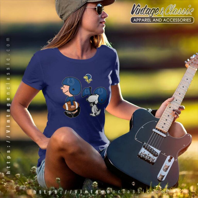 Indianapolis Colts Peanuts Snoopy Charlie Brown And Woodstock Women TShirt Indianapolis Colts Peanuts Snoopy Charlie Brown And Woodstock Women TShirt