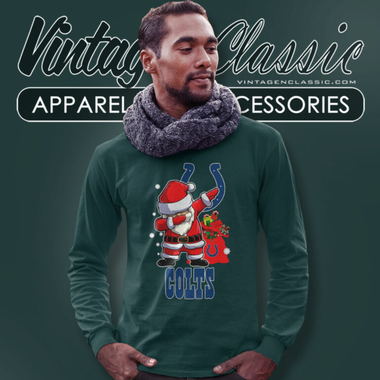 Indianapolis Colts Santa Claus Dabbing Christmas Long Sleeve Tee Indianapolis Colts Santa Claus Dabbing Christmas Long Sleeve Tee