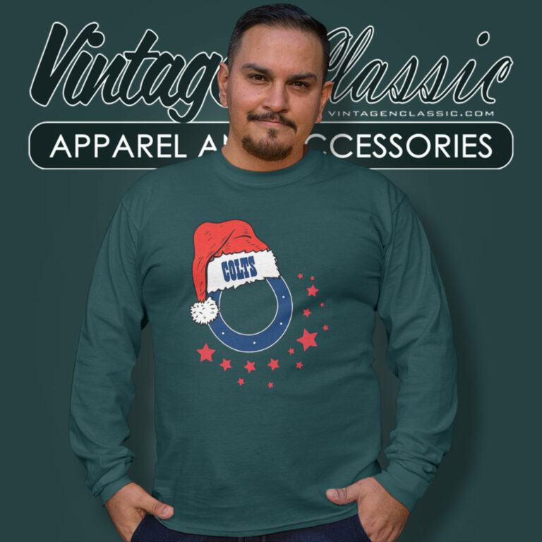 Indianapolis Colts Santa Hat Christmas Long Sleeve Tee Indianapolis Colts Santa Hat Christmas Long Sleeve Tee
