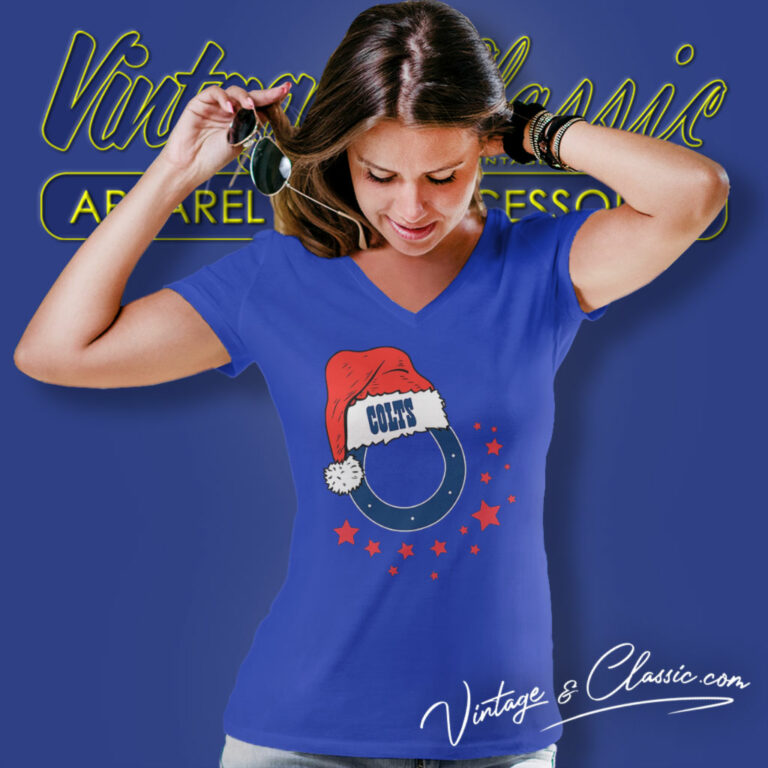 Indianapolis Colts Santa Hat Christmas V Neck TShirt Indianapolis Colts Santa Hat Christmas V Neck TShirt