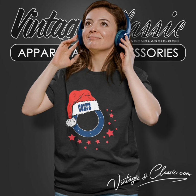 Indianapolis Colts Santa Hat Christmas Women T Shirt Indianapolis Colts Santa Hat Christmas Women T Shirt