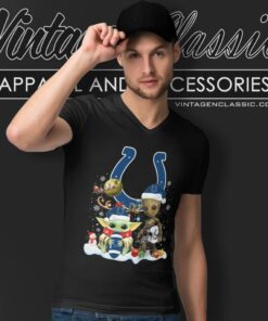 Indianapolis Colts Shirt Baby Yoda And Groot Santa Christmas V Neck TShirt
