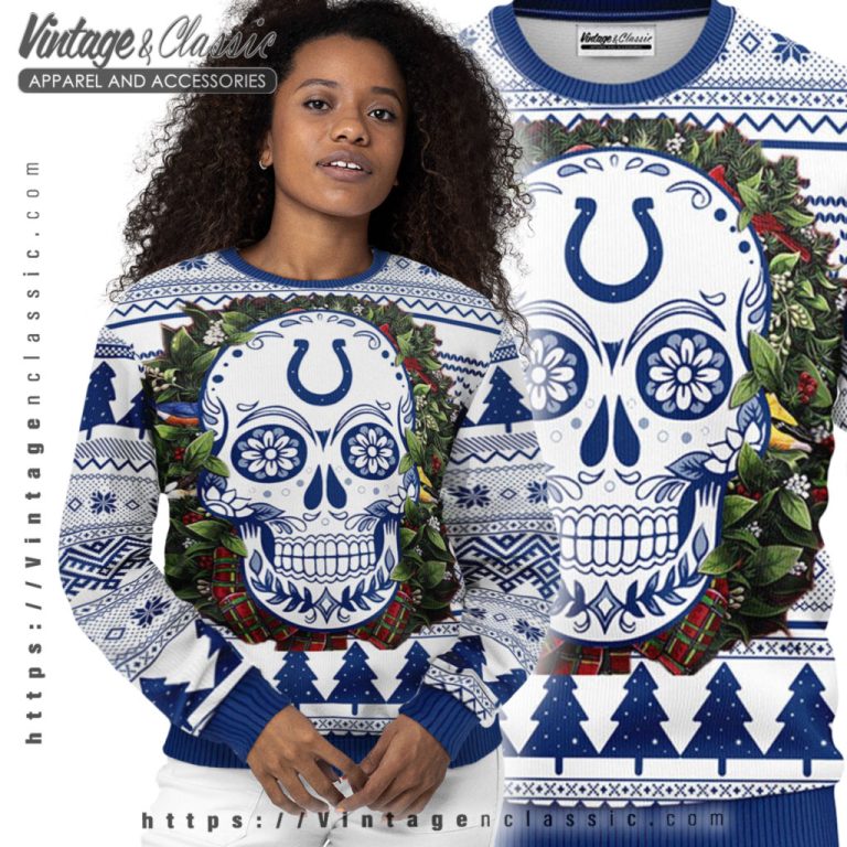 Indianapolis Colts Skull Ugly Christmas Sweater Women Ugly Sweater Indianapolis Colts Skull Ugly Christmas Sweater Women Ugly Sweater