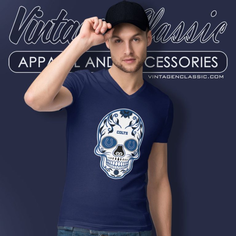 Indianapolis Colts Sugar Skull V Neck TShirt Indianapolis Colts Sugar Skull V Neck TShirt