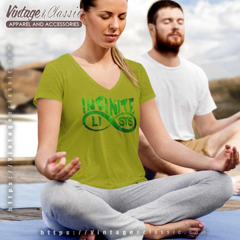 Infinite Lists Green Galaxy Logo V Neck TShirt Infinite Lists Green Galaxy Logo V Neck TShirt