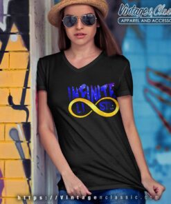 Infinite Lists Shirt Logo Gold V Neck TShirt