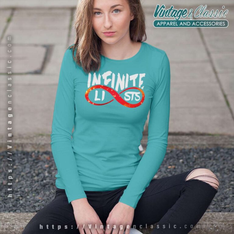 Infinite Lists Shirt Rolling Red Infinity Shape Long Sleeve Tee Infinite Lists Shirt Rolling Red Infinity Shape Long Sleeve Tee