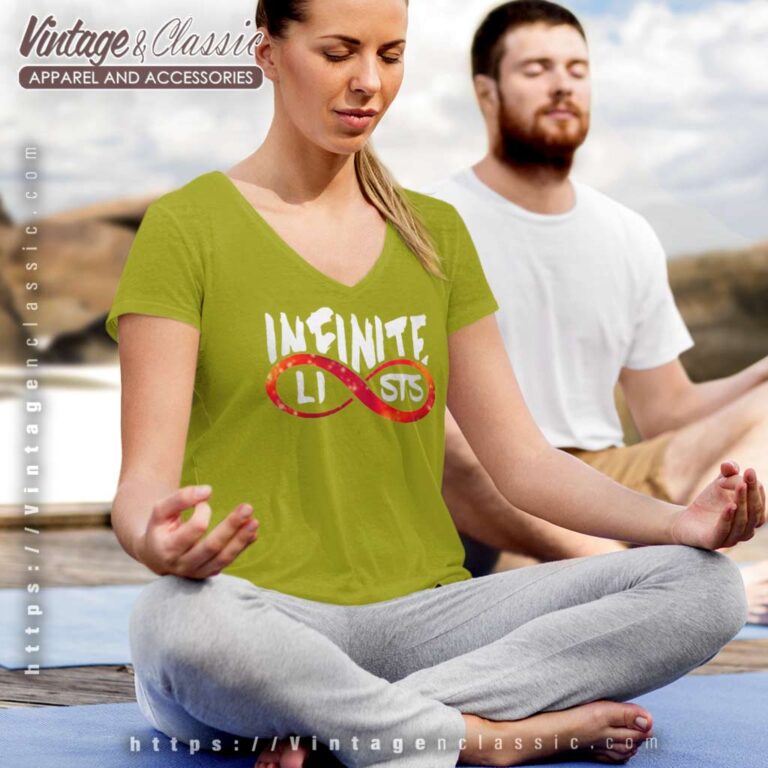 Infinite Lists Shirt Rolling Red Infinity Shape V Neck TShirt Infinite Lists Shirt Rolling Red Infinity Shape V Neck TShirt