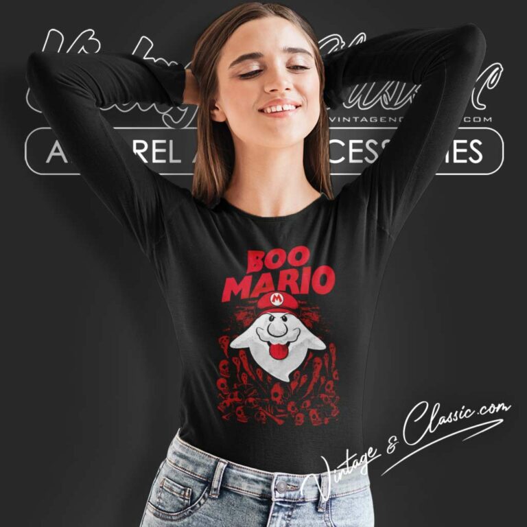 Into The Void Boo Mario Game Long Sleeve Tee Into The Void Boo Mario Game Long Sleeve Tee