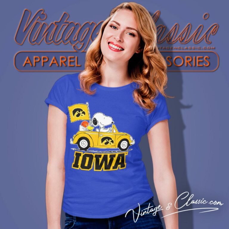 Iowa Hawkeyes Basketball Snoopy Dog Driving Car Women T Shirt Iowa Hawkeyes Basketball Snoopy Dog Driving Car Women T Shirt