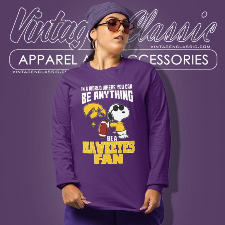 Iowa Hawkeyes Snoopy Be A Fan Long Sleeve Tee Iowa Hawkeyes Snoopy Be A Fan Long Sleeve Tee