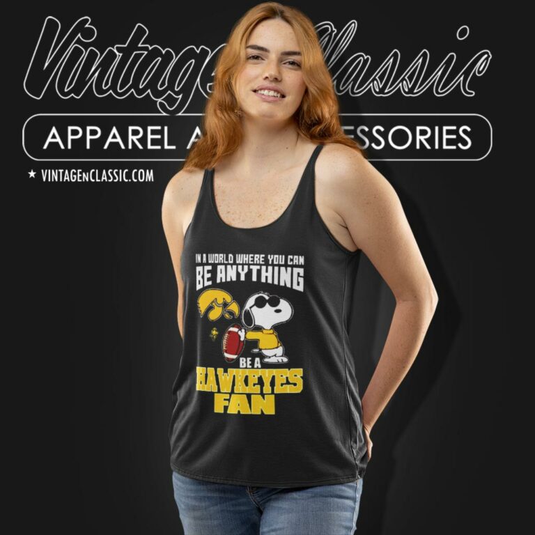 Iowa Hawkeyes Snoopy Be A Fan Tank Top Racerback Iowa Hawkeyes Snoopy Be A Fan Tank Top Racerback