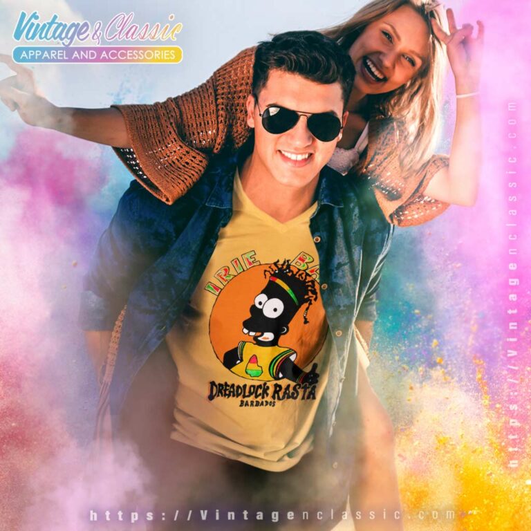 Irie Bart The Simpsons Dreadlock Rasta Barbados V Neck TShirt Irie Bart The Simpsons Dreadlock Rasta Barbados V Neck TShirt