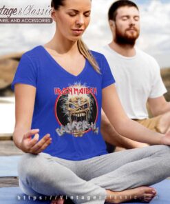 Iron Maiden 1988 California Tour Shirt 6 Iron Maiden 1988 California Tour V Neck TShirt
