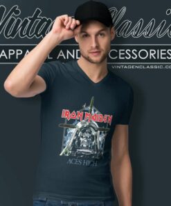 Iron Maiden Aces High V Neck TShirt