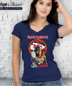 Iron Maiden Kansas City Chiefs LVII Super Bowl Shirt 5 Iron Maiden Kansas City Chiefs Lvii Super Bowl V Neck TShirt