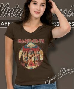 Iron Maiden Shirt Powerslave Lightning 5 Iron Maiden Shirt Powerslave Lightning V Neck TShirt