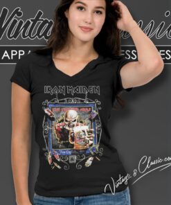 Iron Maiden Shirt The Trooper Arms Dart Beer Legacy Of The Beast Tour V Neck TShirt