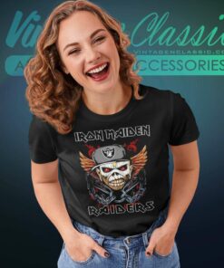 Iron Maiden Skull Oakland Raiders Shirt 6 Iron Maiden Skull Oakland Raiders Women TShirt
