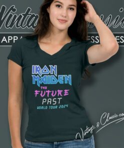 Iron Maiden The Future Past World Tour 2024 Shirt 5 Iron Maiden The Future Past World Tour 2024 Logo V Neck TShirt