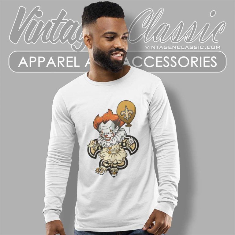 It Clown Pennywise New Orleans Saints Long Sleeve Tee It Clown Pennywise New Orleans Saints Long Sleeve Tee