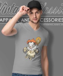 It Clown Pennywise New Orleans Saints Shirt 5 It Clown Pennywise New Orleans Saints V Neck TShirt