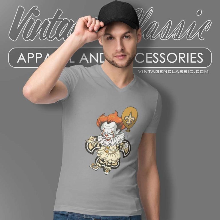 It Clown Pennywise New Orleans Saints V Neck TShirt It Clown Pennywise New Orleans Saints V Neck TShirt