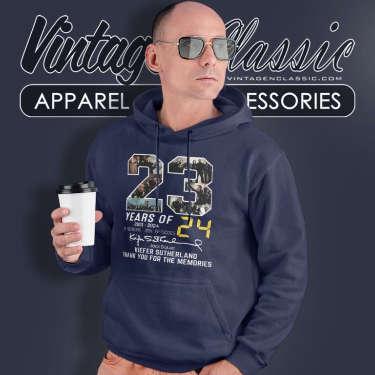 Jack Bauer Kiefer Sutherland 23 Years Of 2001 2024 Thank You For The Memories Hoodie Jack Bauer Kiefer Sutherland 23 Years Of 2001 2024 Thank You For The Memories Hoodie