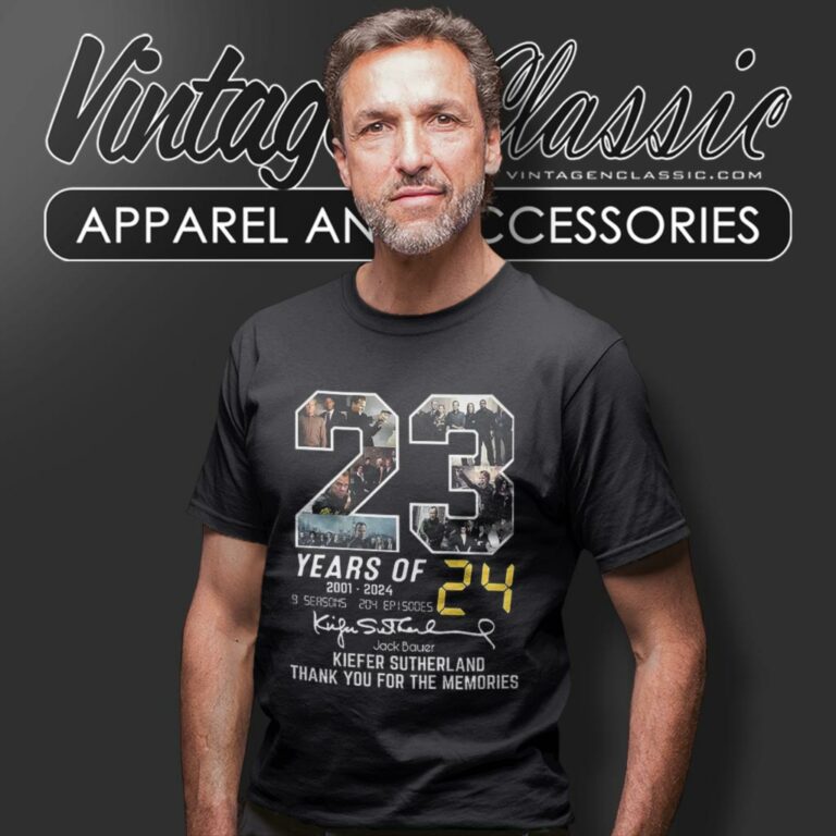 Jack Bauer Kiefer Sutherland 23 Years Of 2001 2024 Thank You For The Memories T Shirt Jack Bauer Kiefer Sutherland 23 Years Of 2001 2024 Thank You For The Memories T Shirt