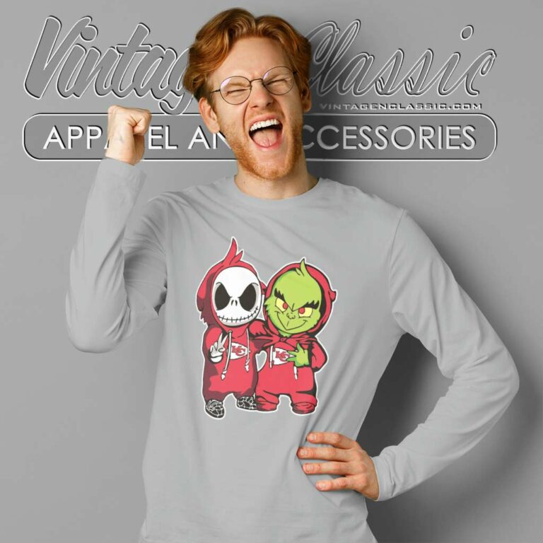 Jack Skellington And Grinch Kansas City Chiefs Long Sleeve Tee Jack Skellington And Grinch Kansas City Chiefs Long Sleeve Tee