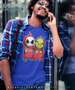 Jack Skellington And Grinch Kansas City Chiefs V Neck TShirt