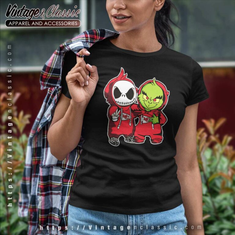 Jack Skellington And Grinch Kansas City Chiefs Women TShirt Jack Skellington And Grinch Kansas City Chiefs Women TShirt
